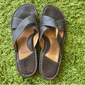 brown born cross strap sandals